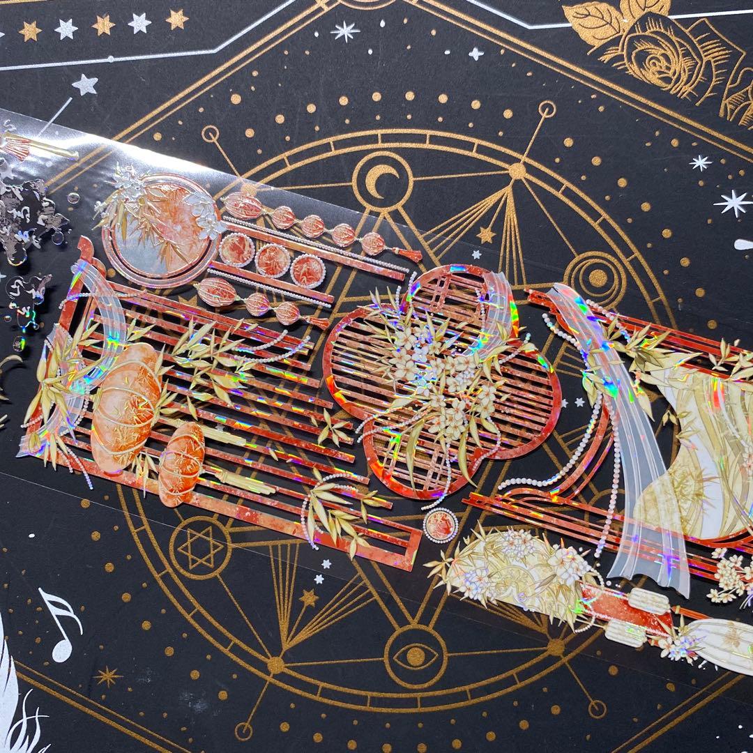 【9170】海外　マステ　中古巻　貝殻光マスキングテープ　古風　装飾背景系