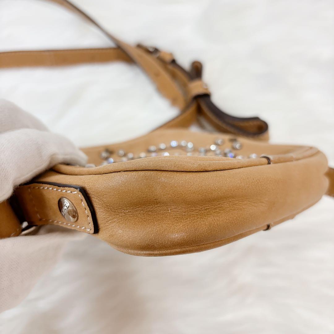 ロエベ　ショルダーバッグ　アナグラム　ラインストーン　ビジュー　フリンジ　ミニ