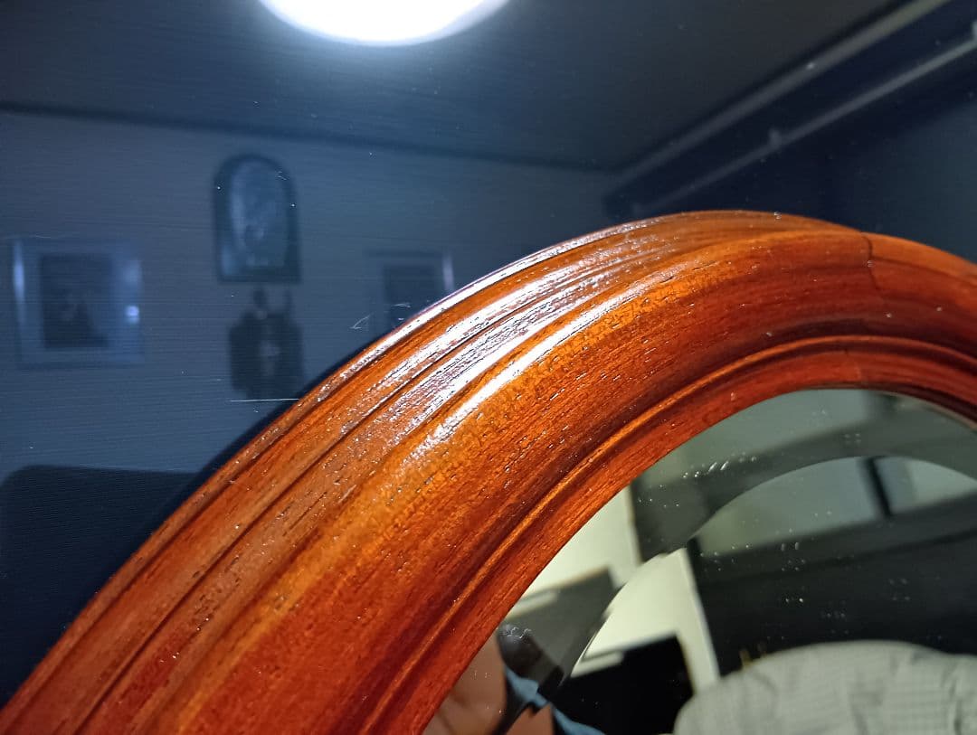 クラシックスタイル 木製壁掛け鏡 楕円形