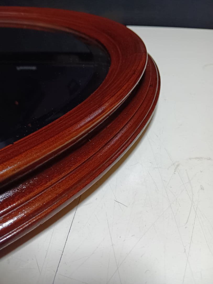 クラシックスタイル 木製壁掛け鏡 楕円形