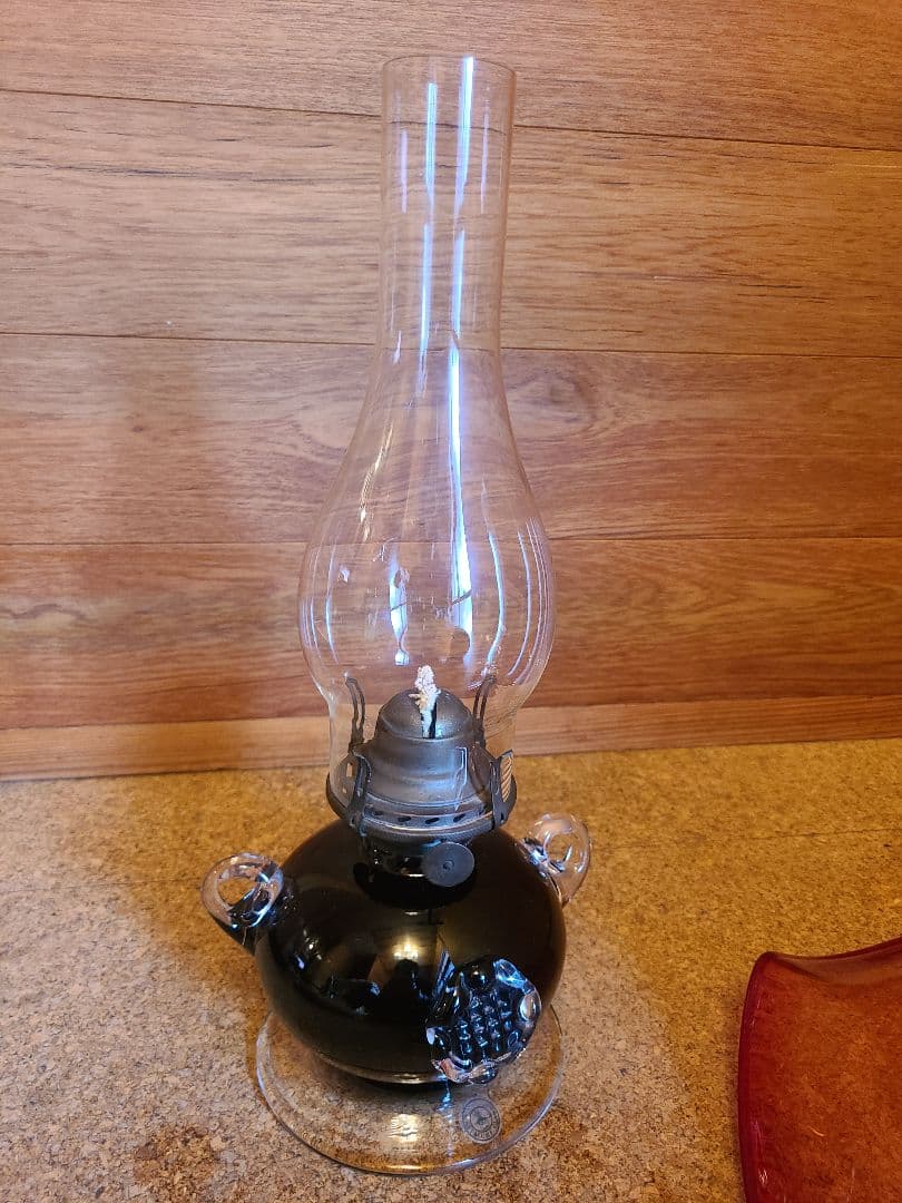 北一硝子　灯油ランプ　レトロ　アンティーク　替芯2個付