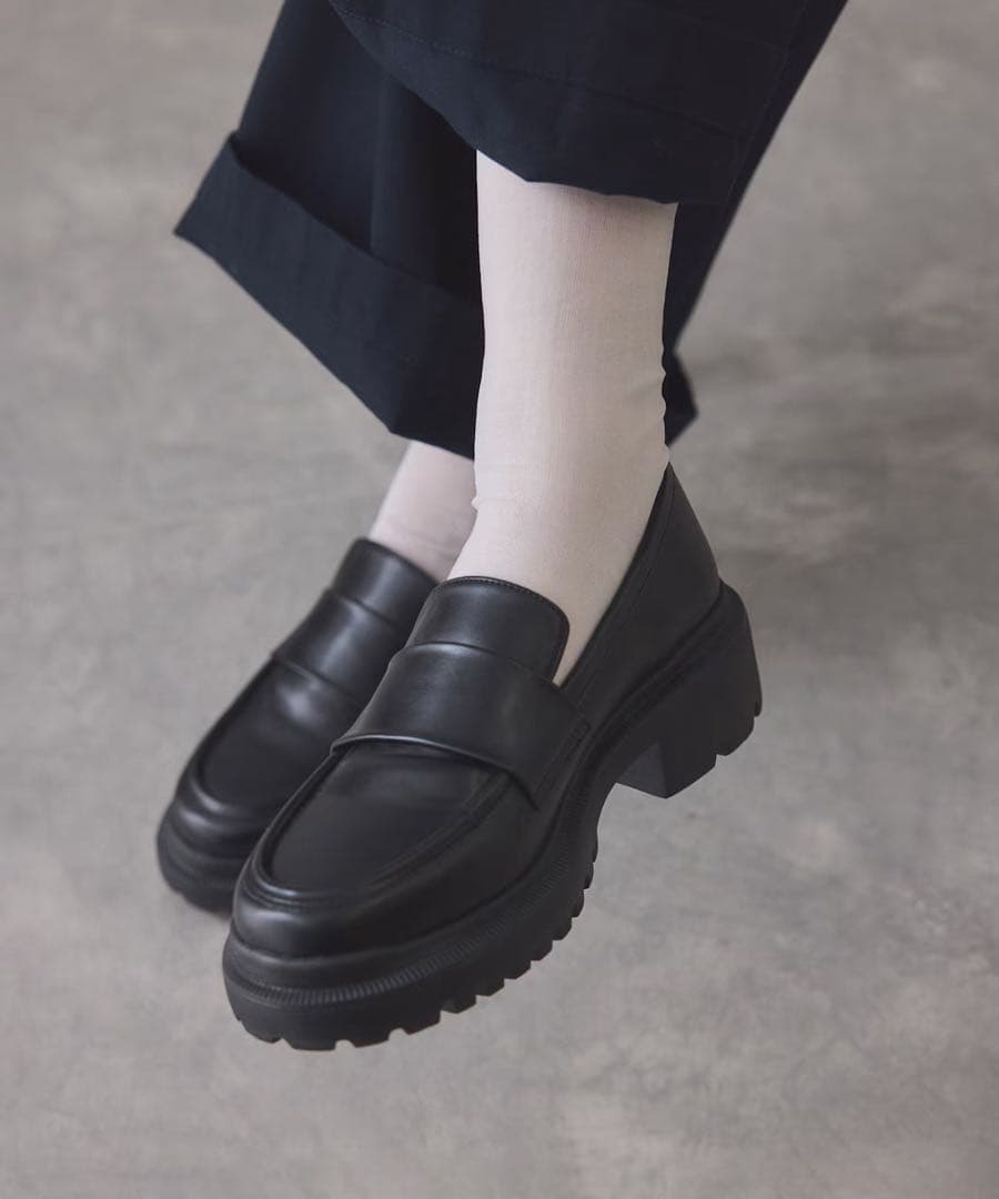 アダムエロペ 晴雨兼用ベーシックローファー/撥水 ブラック 23.5