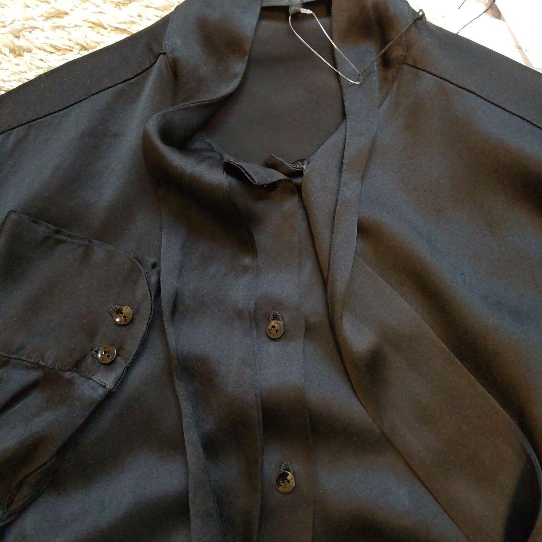 未使用タグ付き★GEOFFREY B.SMALL ブラックシルクボウタイブラウス