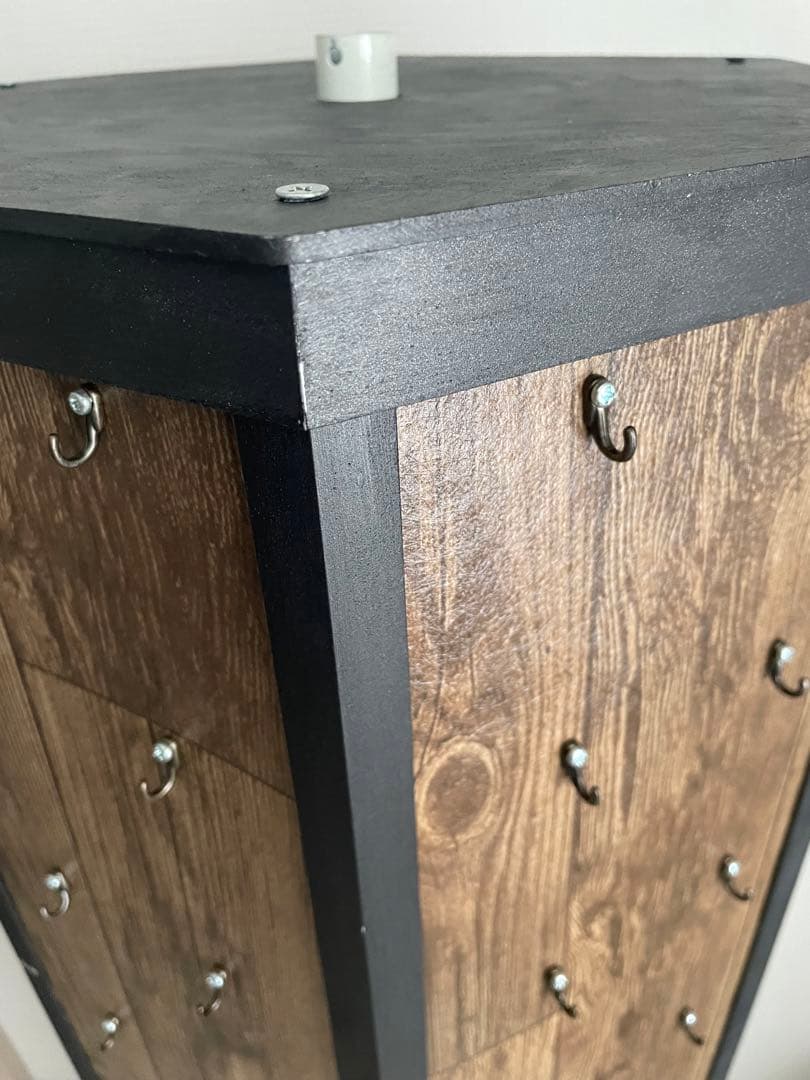 【店舗・イベント什器】木目アイアン調回転什器