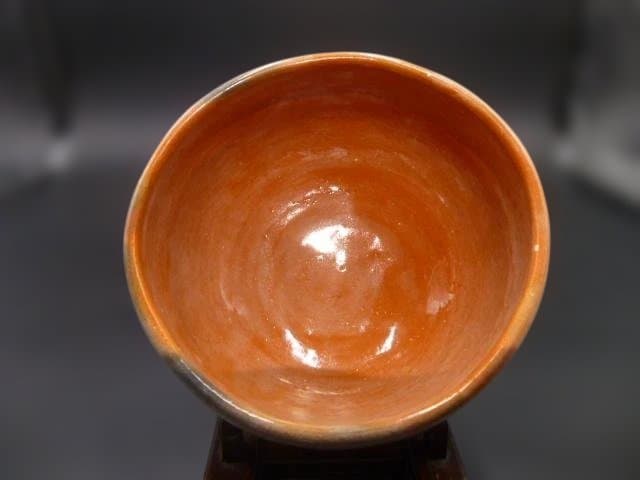 楽吉左衛門　十代　旦入　赤茶碗／共箱／銘「花宵」／表千家十四代　淡々斎極め箱