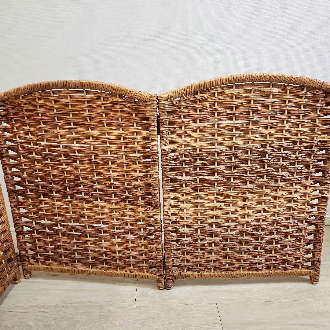 【2個セット】ペピー 軽量ついたてペットゲート ラタン調 折り畳みパーテーション