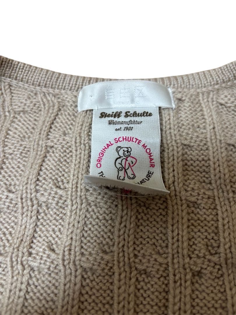 自由区 テディファー コンビ ニット カーディガン 異素材 モヘヤ　38