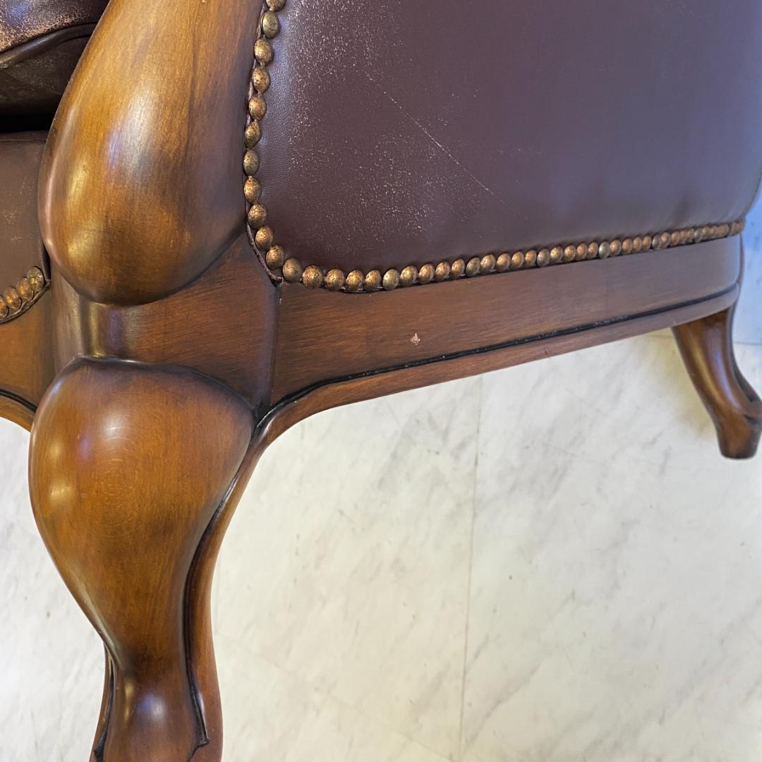 カリモク ヴィンテージ ドマーニ ルイ15ソファ 本革 レザー 希少