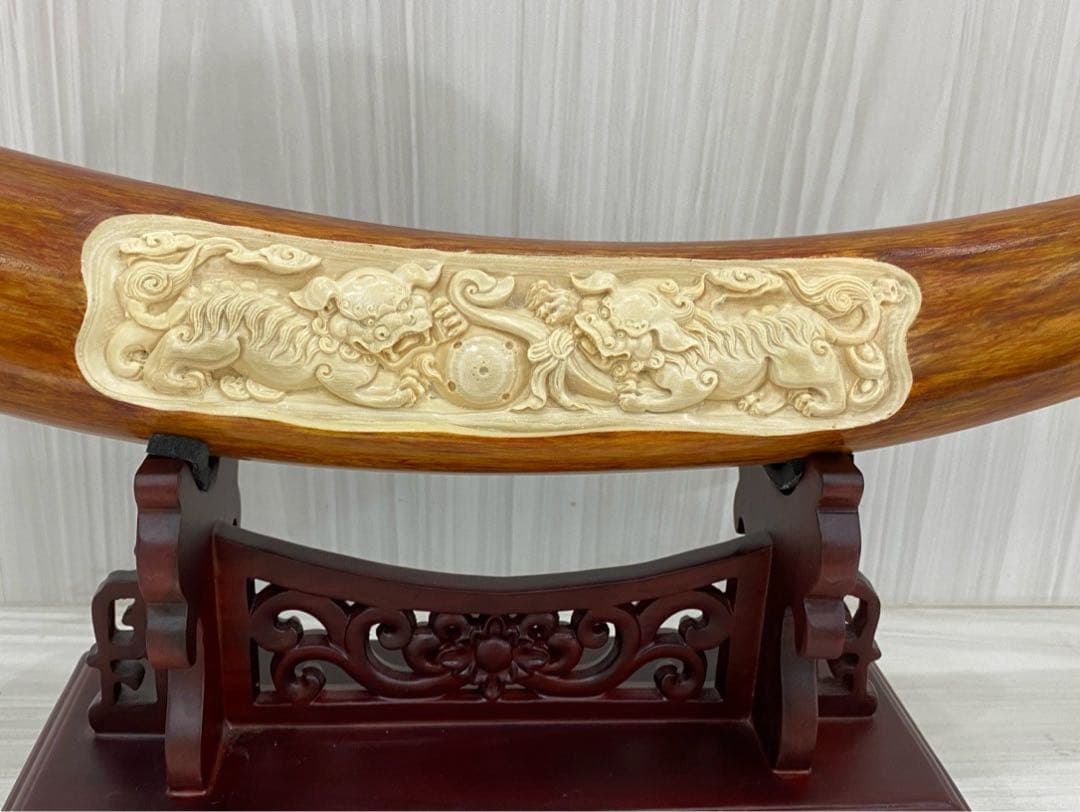 天然マンモス牙美しい手作り彫刻 万事うまく行く 置物飾り