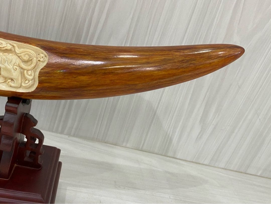 天然マンモス牙美しい手作り彫刻 万事うまく行く 置物飾り