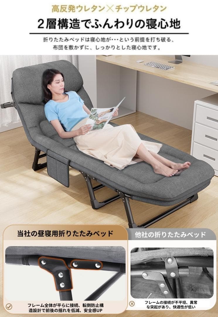 折りたたみベッド 60*180cm コンパクト 組立不要 軽量 折りたたみコット