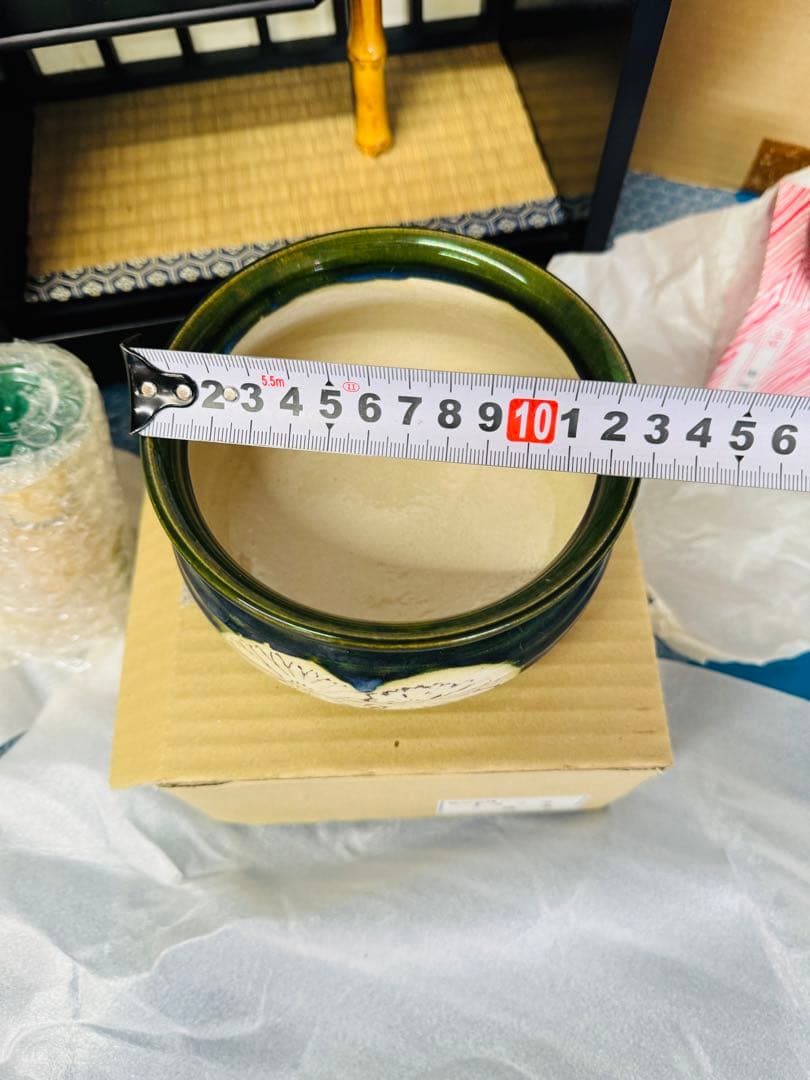 全国配送無料！★織部菊抜建水★ ピンク志野茶碗（正山作）★七宝★茶道具セット