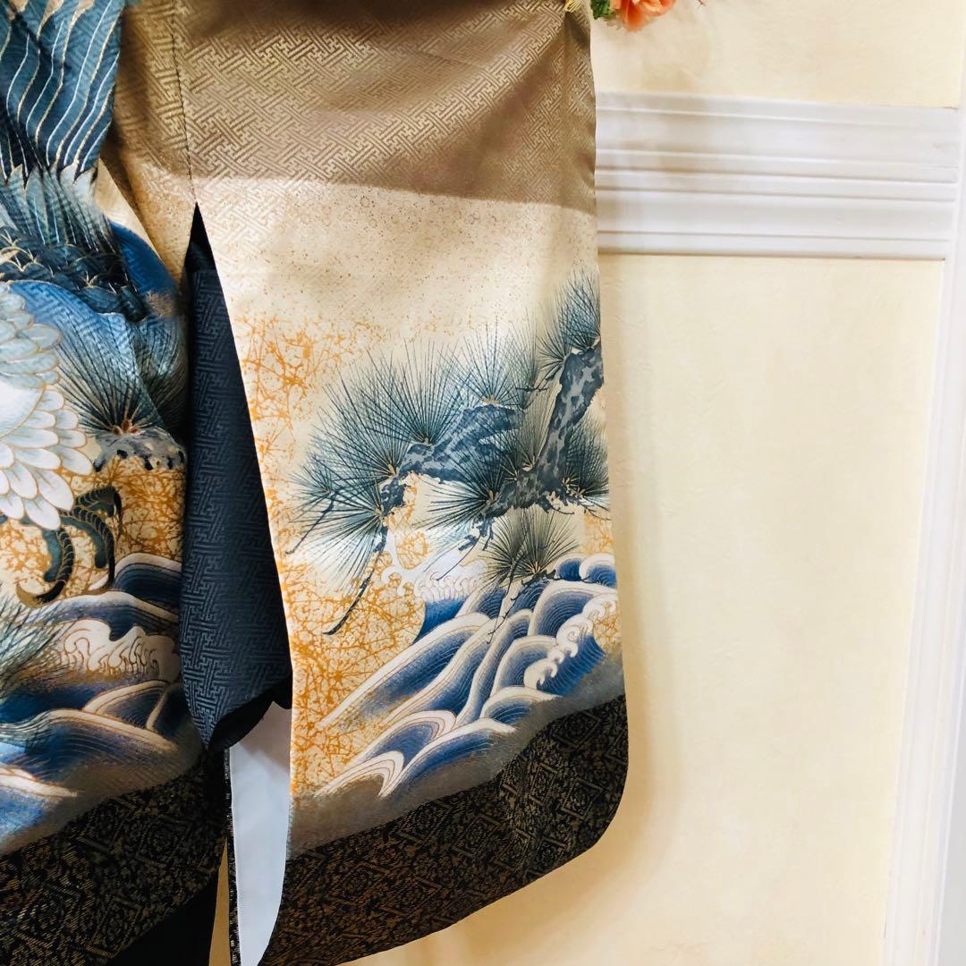 七五三 五歳‼️黒地に鷹金箔金彩煌びやか輝く‼️袴金蘭‼️家から揃える無し秀品