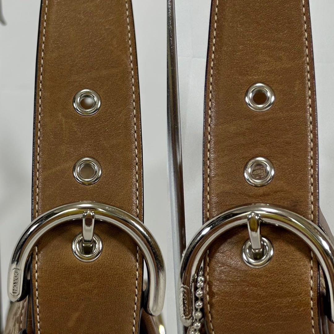 【美品/保存袋付】コーチ 6818 シグネチャー ワンハンドバッグ 肩掛け 茶