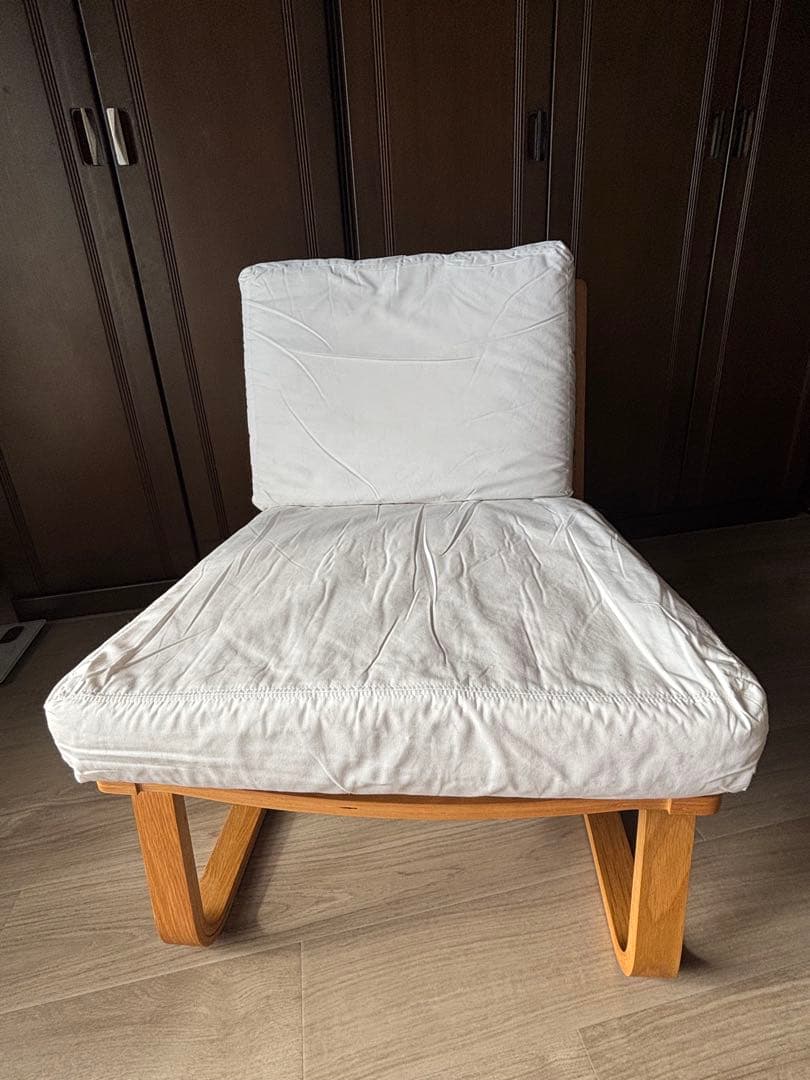 無印良品 リビングでもダイニングでも使える　ソファチェア　オーク材