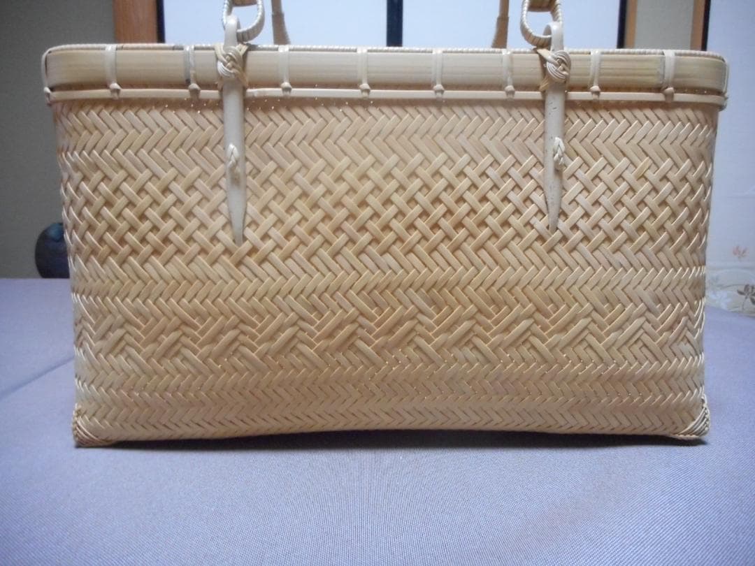 【竹細工】桝網代編み白竹のバッグ