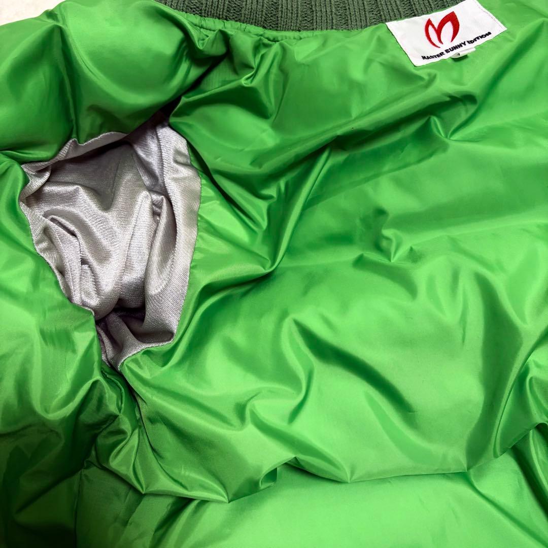 美品　マスターバニー　ダウンフェザー　異素材ニット袖　カーキ　軽くて暖か　M