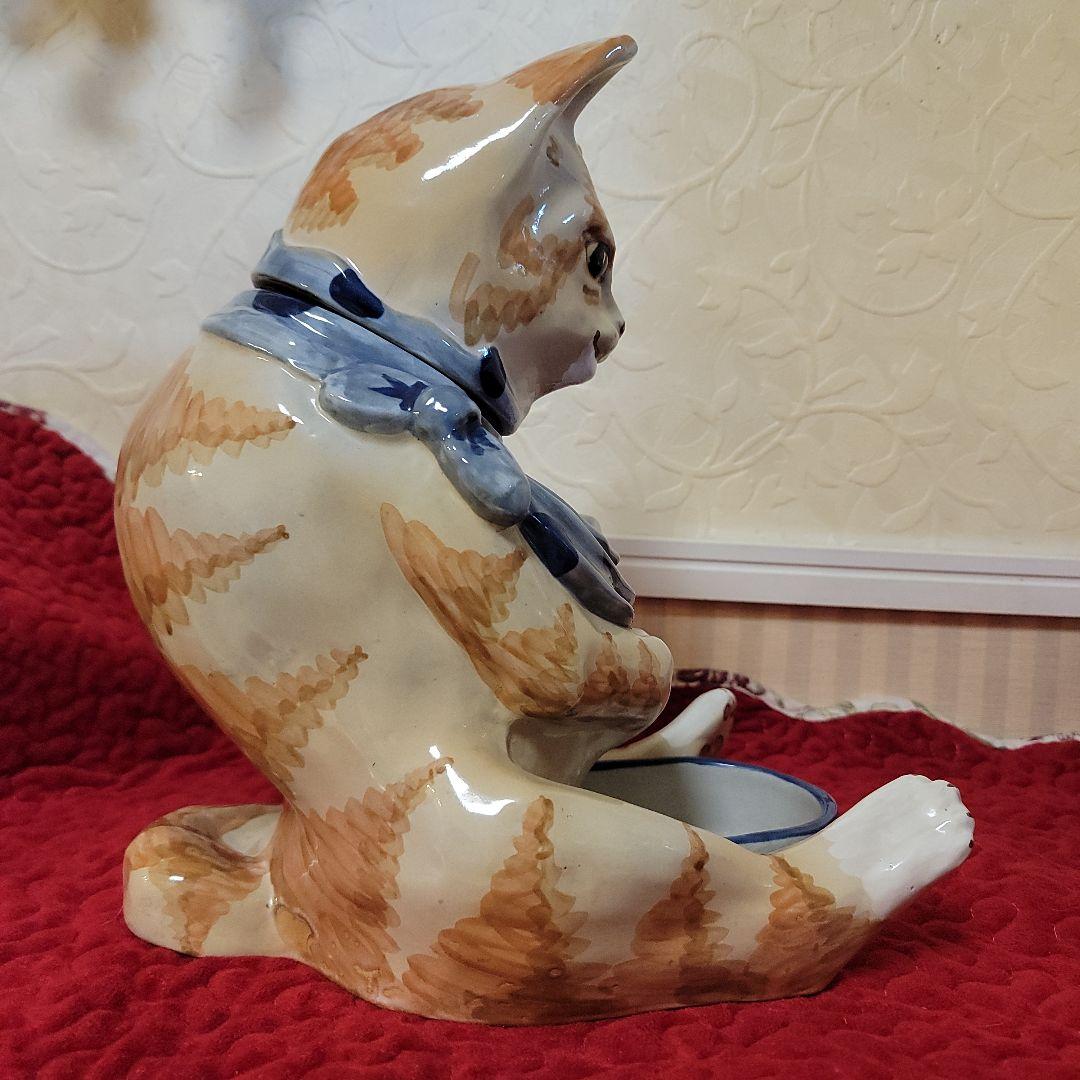 米国　ヴィンテージ　キャットフィーダー　猫の置物 　ルイビルストーンウエア　レア