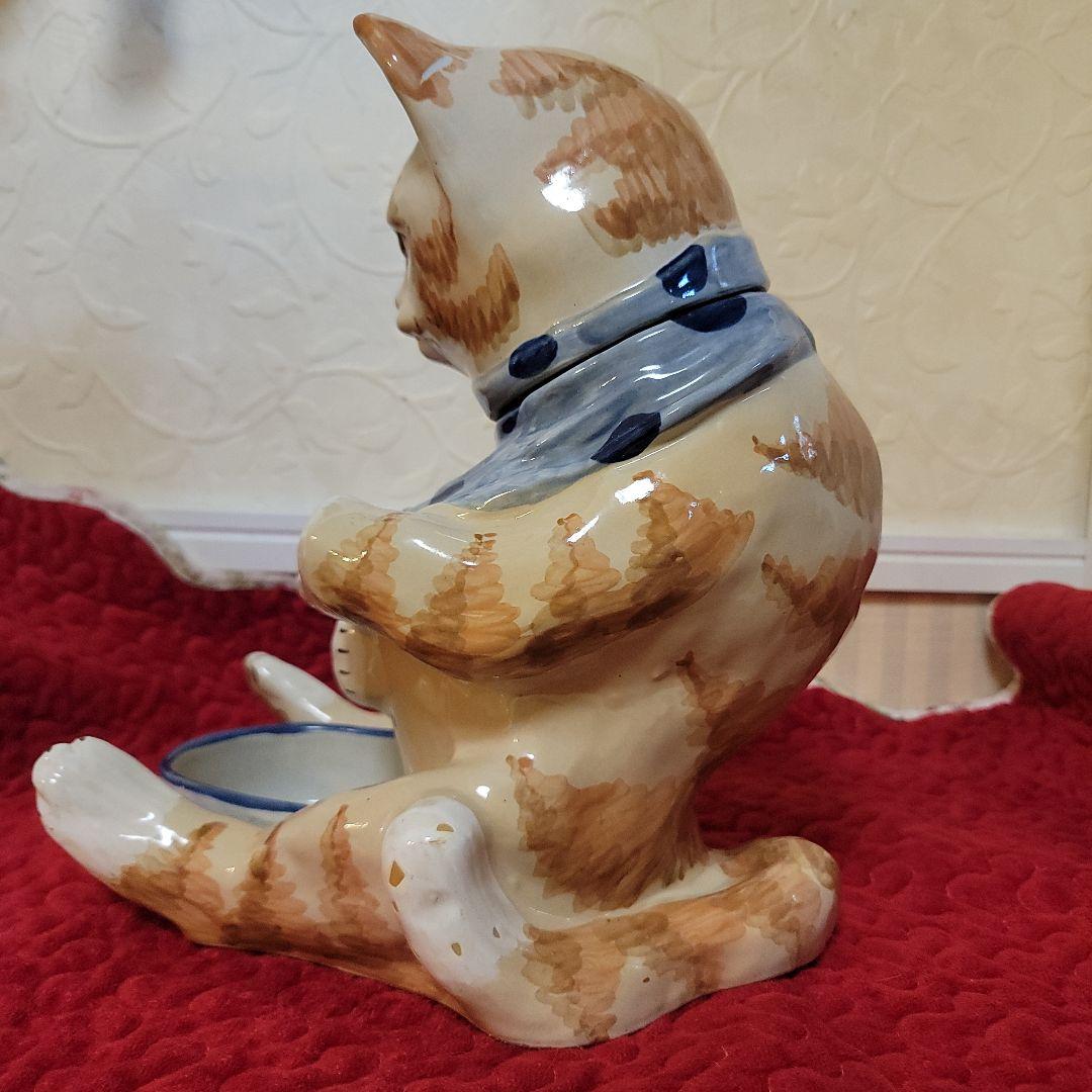 米国　ヴィンテージ　キャットフィーダー　猫の置物 　ルイビルストーンウエア　レア