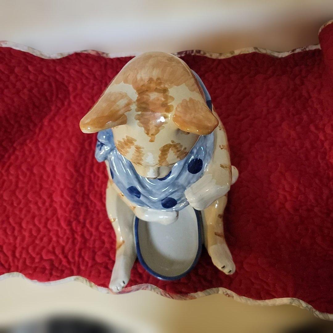 米国　ヴィンテージ　キャットフィーダー　猫の置物 　ルイビルストーンウエア　レア