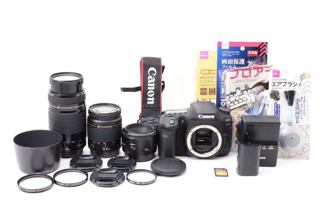 保証付き/Canon EOS 90D標準&望遠&単焦点トリプルレンズセット