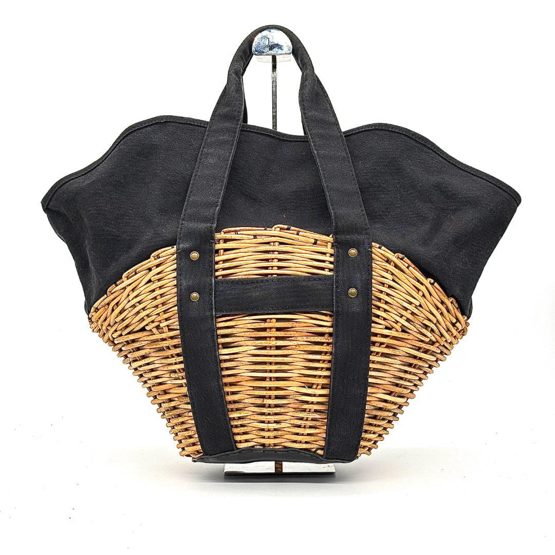 む*♪様 和装に馴染む✨　エバゴス　かごバッグ 扇形 紅籐 防水キャンバス 鏡付