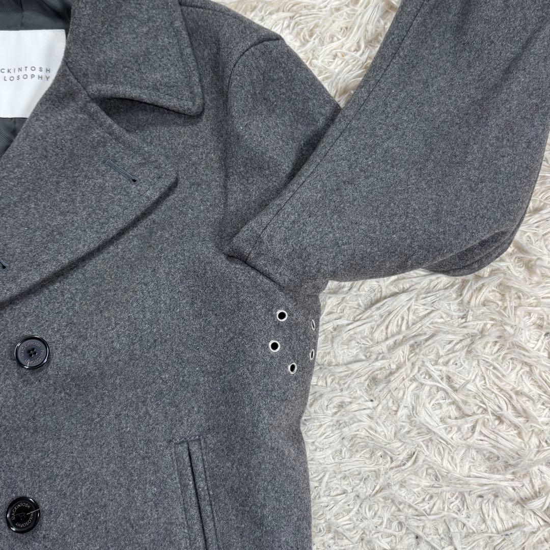 極美品　マッキントッシュフィロソフィー　メルトンウールPコート　グレー　40