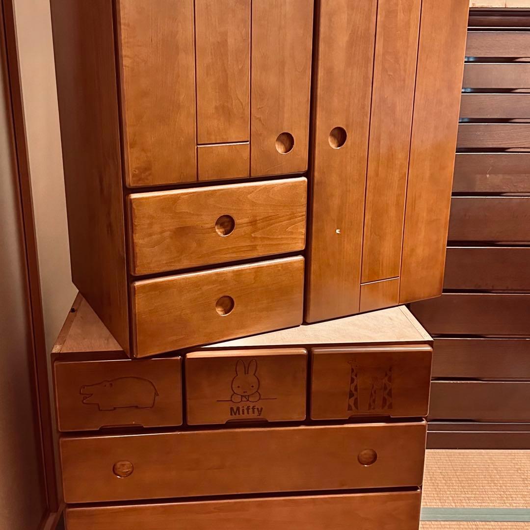ミッフィ　天然木　子ども用タンス