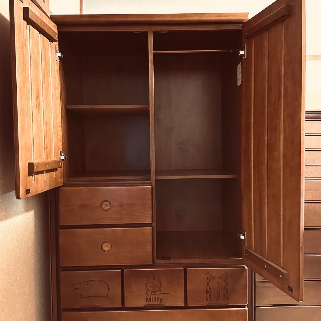 ミッフィ　天然木　子ども用タンス
