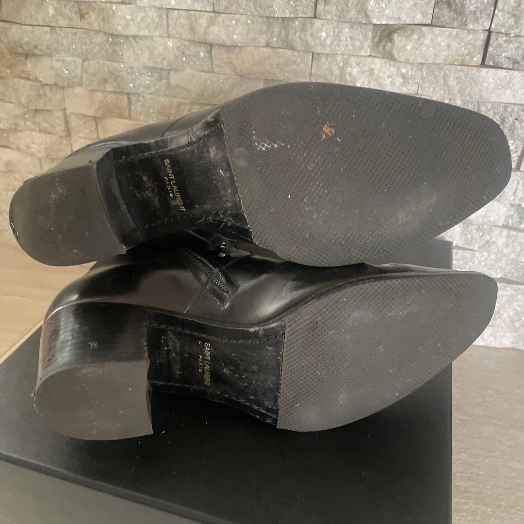 SAINT LAURENT 黒 レザー ジッパーブーツ 43 1/2