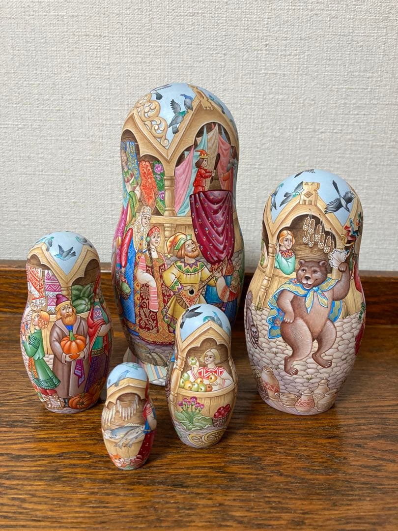 ロシア雑貨☆イコン マトリョーシカ 見本市(5P)H17cmオルガ作コブロフ工房