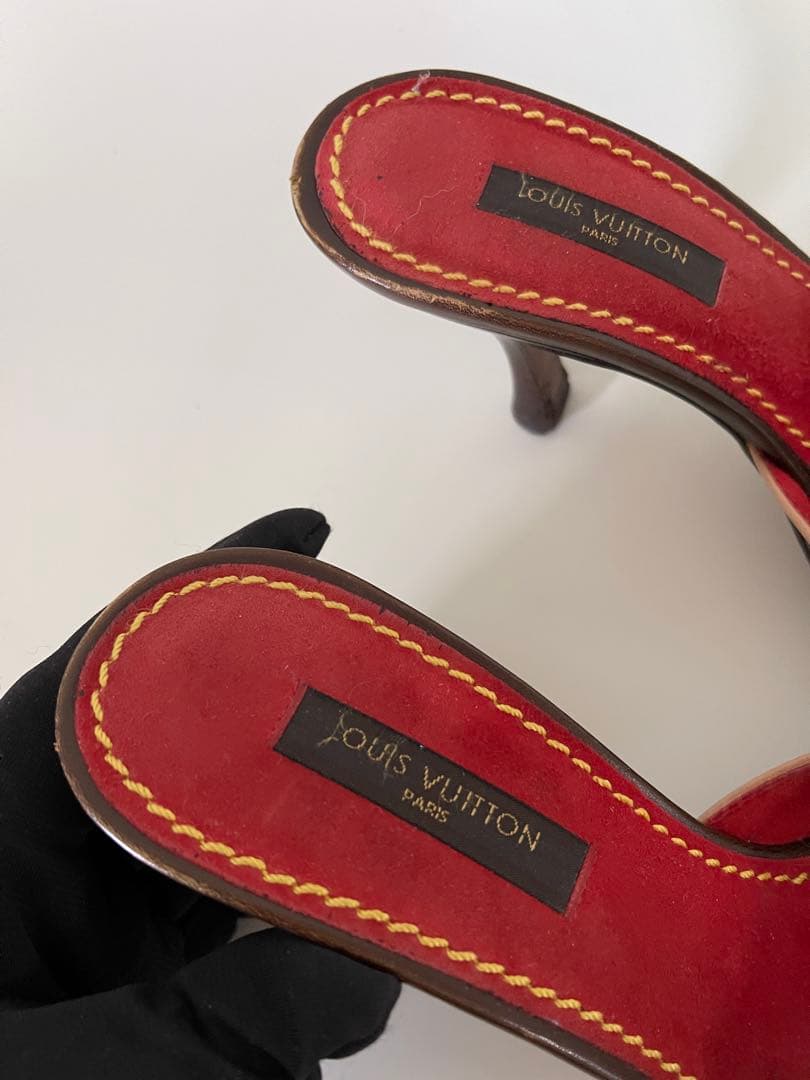 正規品 ルイヴィトン 村上隆コラボ チェリー柄 サンダル ミュール ヒール