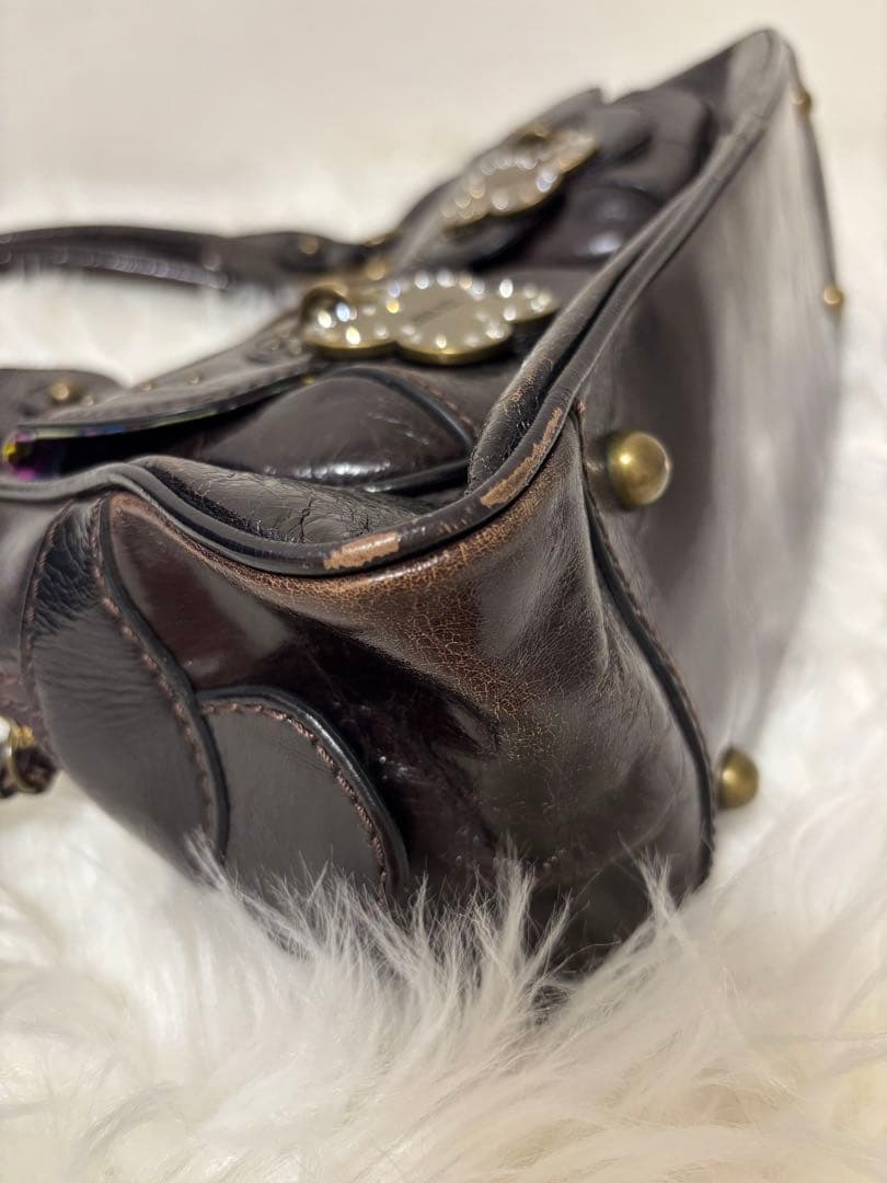 ANNA SUI レザー ハンドバッグ ダークブラウン　アナスイ