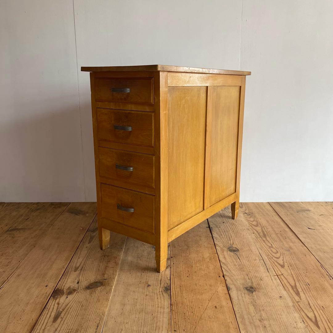 アンティーク サイドチェスト 袖机 書類棚 昭和レトロ z822