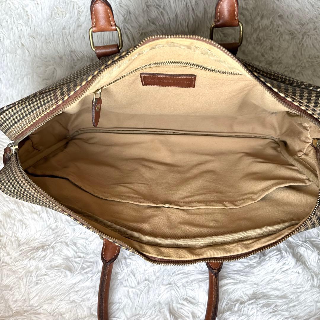 ポロラルフローレン ビジネスバッグ A4可能 千鳥格子 ブリーフケース ロゴ金具