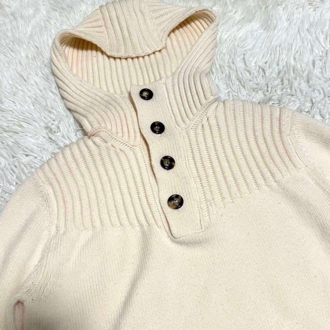 最高級イタリア製　クルチアーニ　タートルニット　ハーフジップ　フード　肉厚