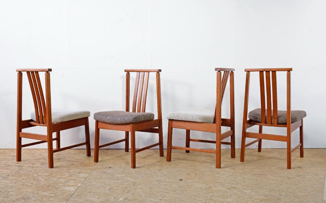 美品 ヴィンテージ チーク無垢材 ハイバックダイニングチェア 1脚分