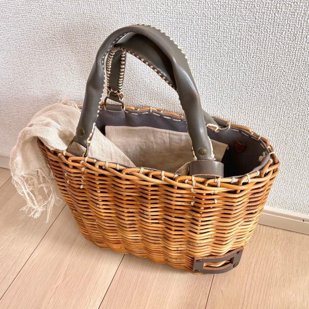 エバゴス ハンドバッグ カゴバッグ（紅籐＆レザー）