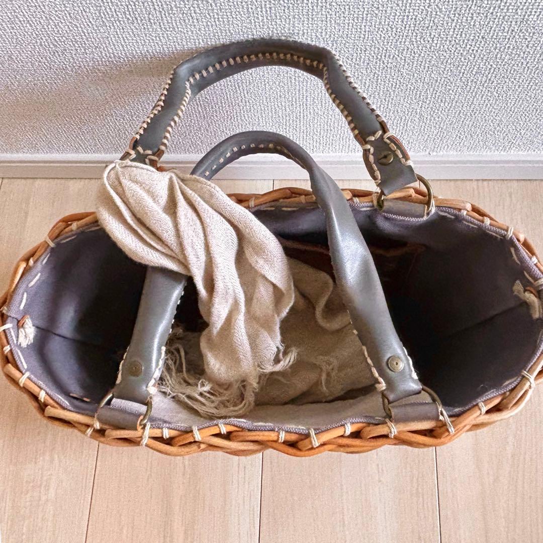 エバゴス ハンドバッグ カゴバッグ（紅籐＆レザー）