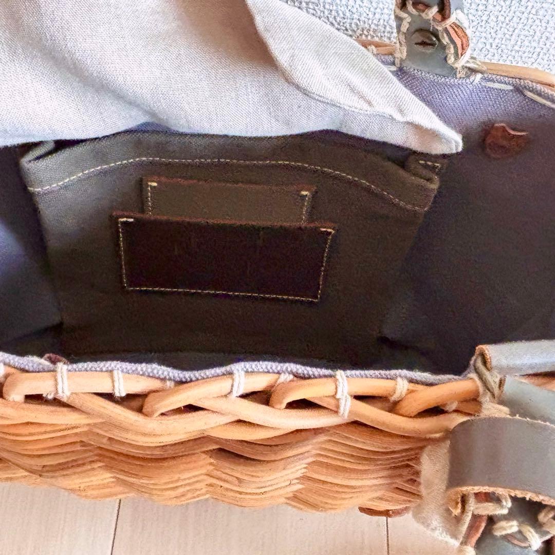 エバゴス ハンドバッグ カゴバッグ（紅籐＆レザー）