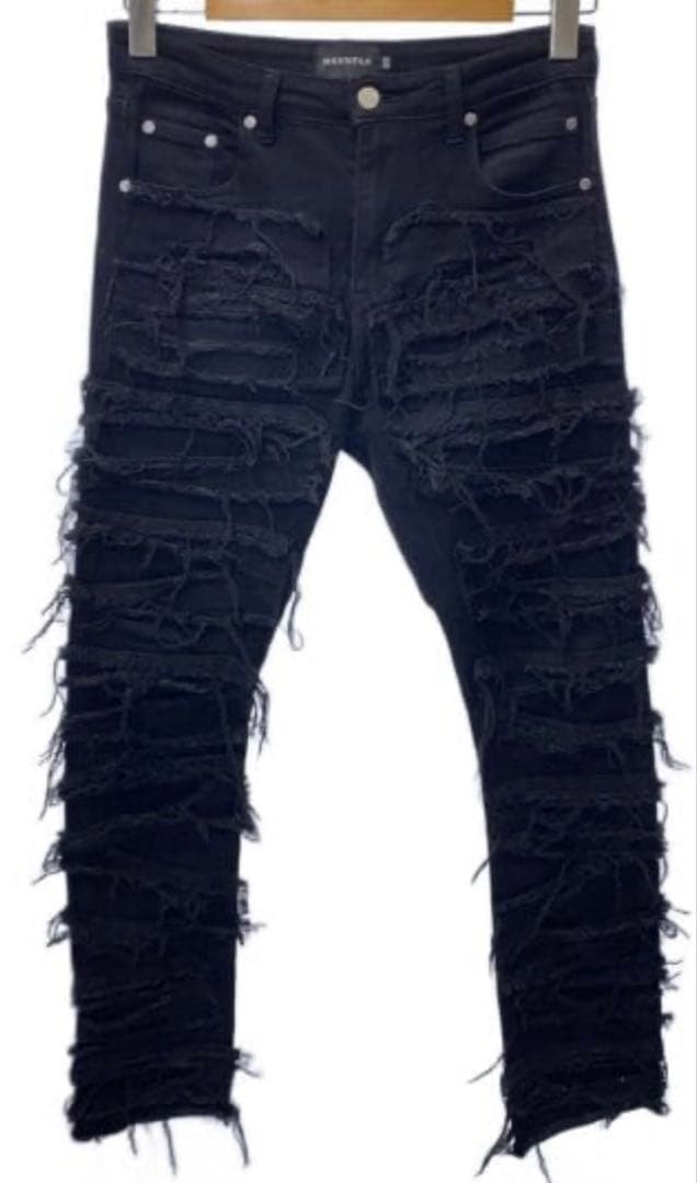 HESNTLS クラッシュ　デニム　ブラック　ダメージ