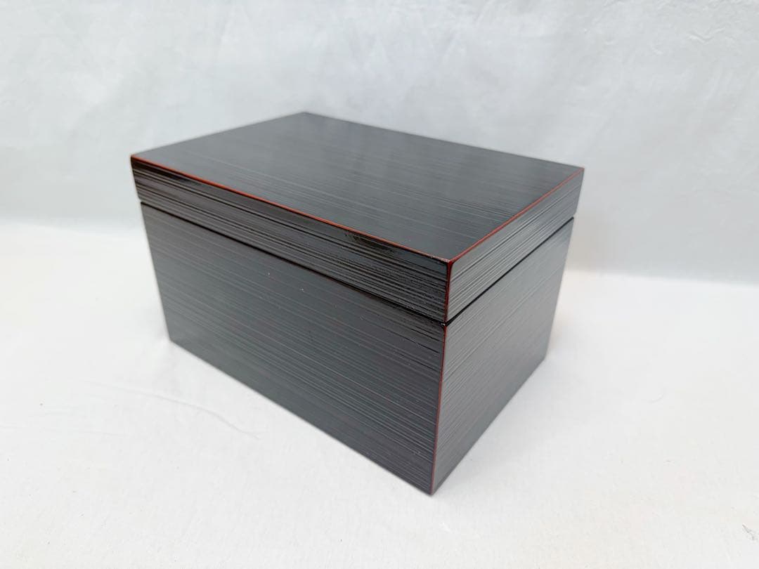 ほぼ未使用 茶道具 溜塗へぎ目 利休茶箱十一点セット茶碗棗茶筅振出巾筒等 紙箱