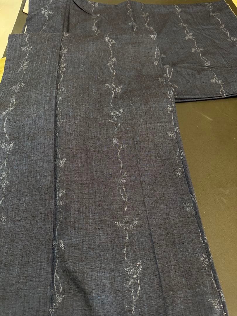【極上美品】重要無形文化財 本場結城紬「結」地機 藍結城「本愛染 極上100亀甲