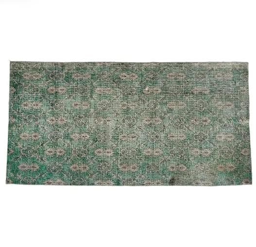 トルコヴィンテージラグ A34 レア 人気柄 紋章柄 グリーン ターコイズ