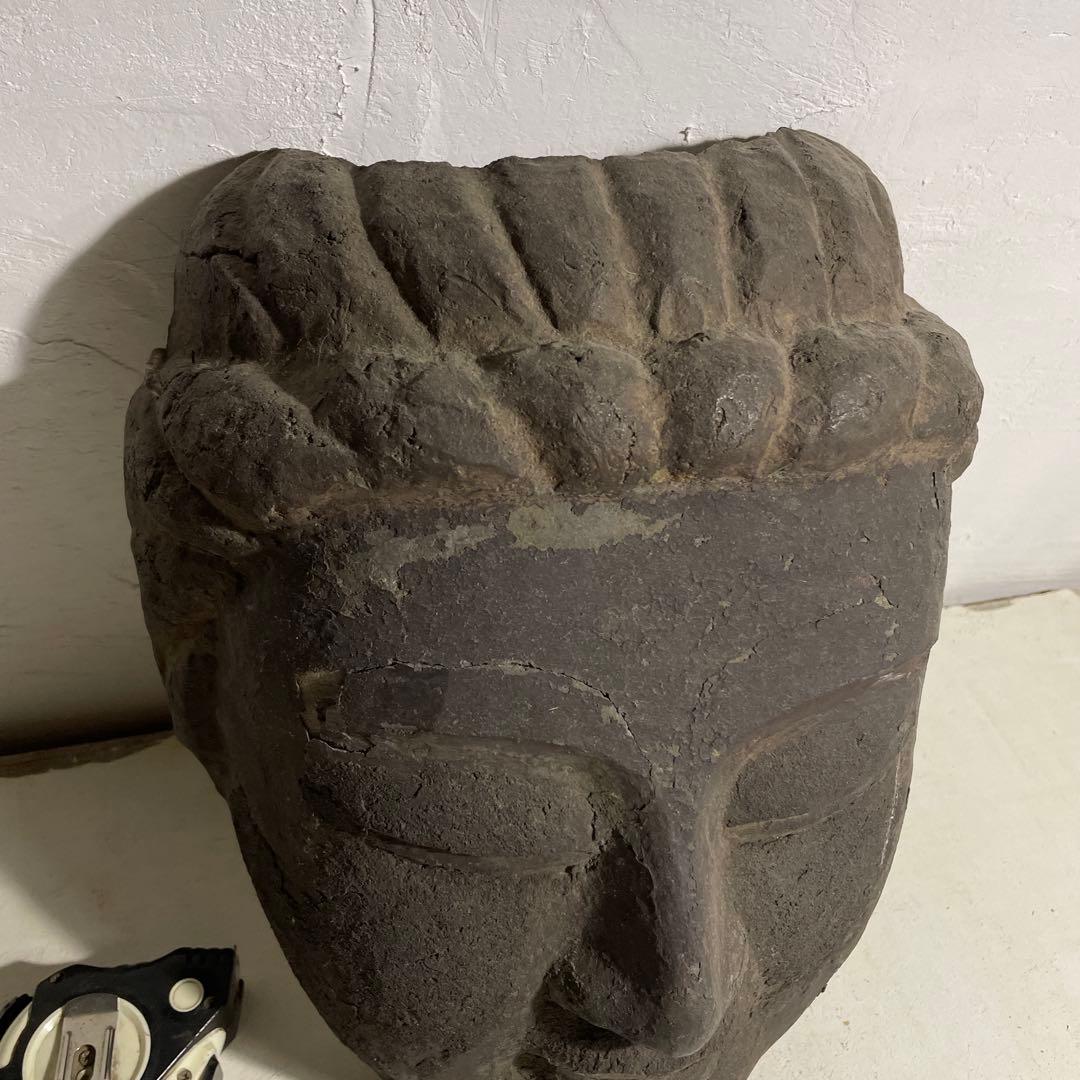 珍品 大きめ 仏頭 お面 35cm 骨董品 アンティーク