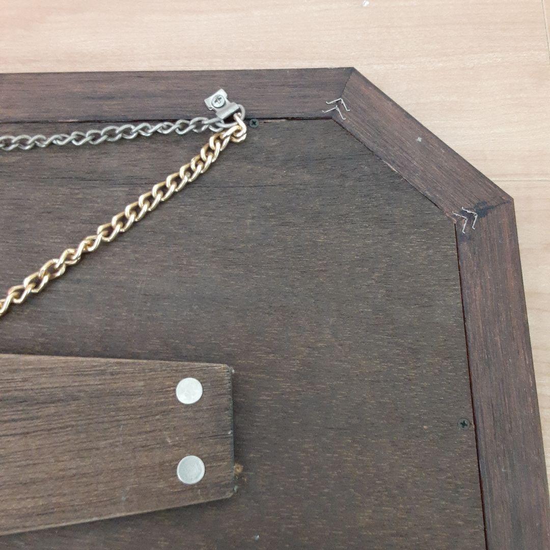 青と金の八角形壁掛け鏡　アンティーク