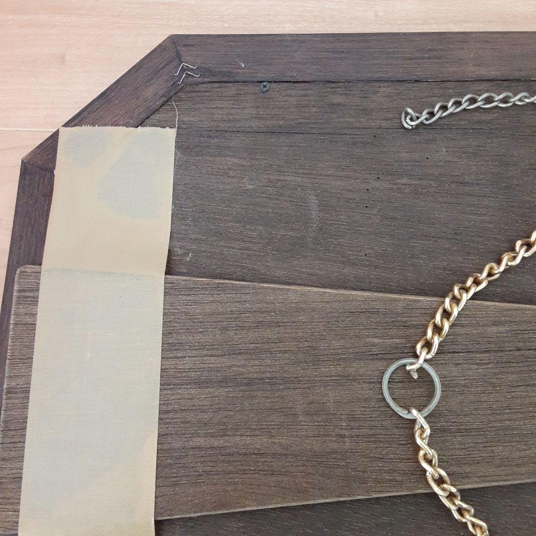 青と金の八角形壁掛け鏡　アンティーク