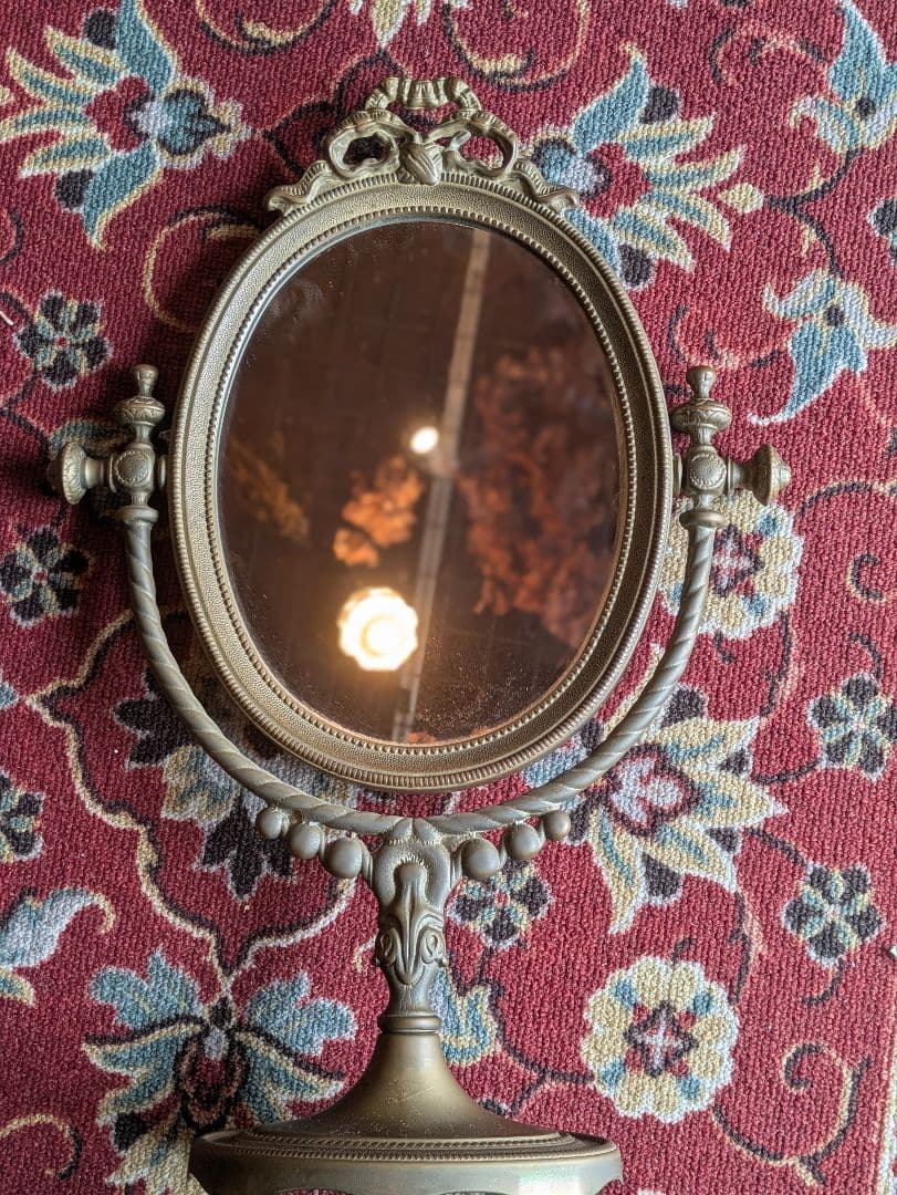 イタリアンビンテージ 真鍮製卓上ミラー