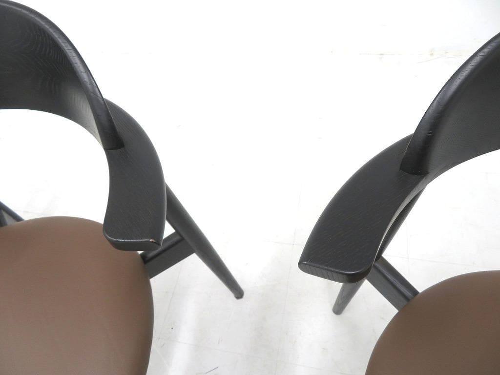 展示品　マスターウォール　本革　無垢材　ダイニングチェア　4脚セット　北欧