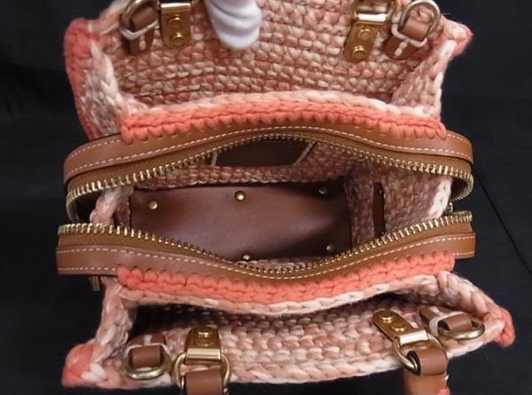 【極美品】COACH コーチ かごバッグ ベージュ/オレンジ ※相場7万円